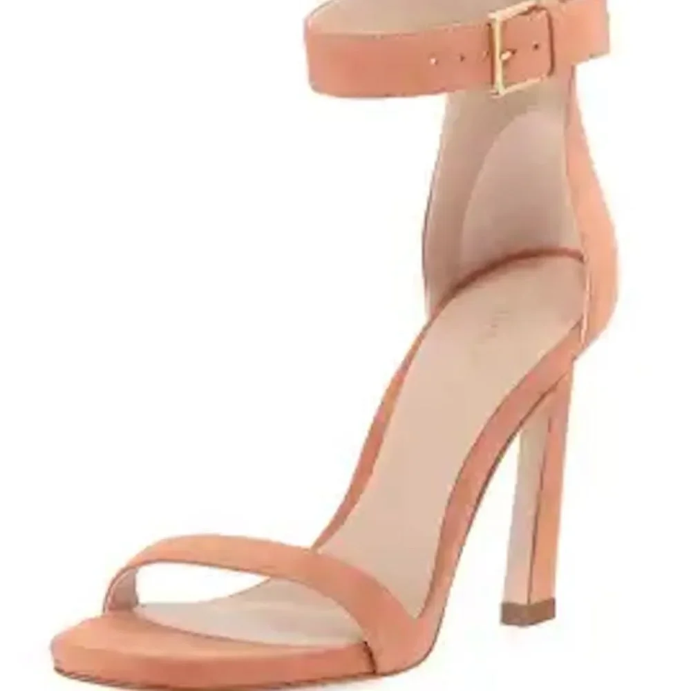 NWB Stuart Weitzman 100 Square Nudist Nude Suede Heels Sandals Shoes 8.5 M